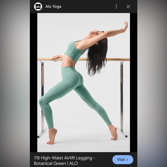 Alo Yoga Airbrush 7/8 High-Waist Leggings Botanical Green Size Medium NWOT - Picture 3 of 8